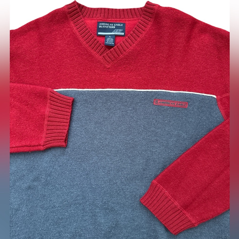 Vintage American Eagle Performance Men’s Wool V-Neck Sweater‎ Size Large AE 77